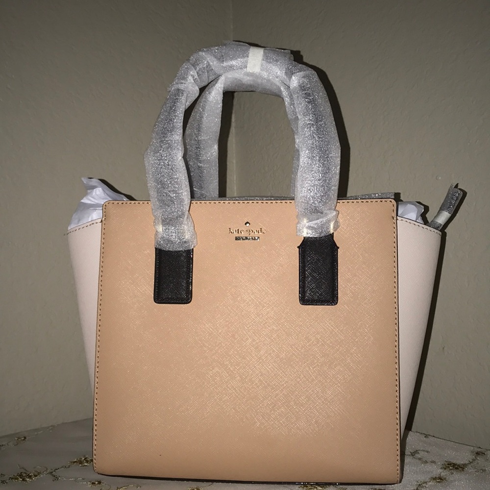 NWT Kate Spade tan & cream color satchel handbag